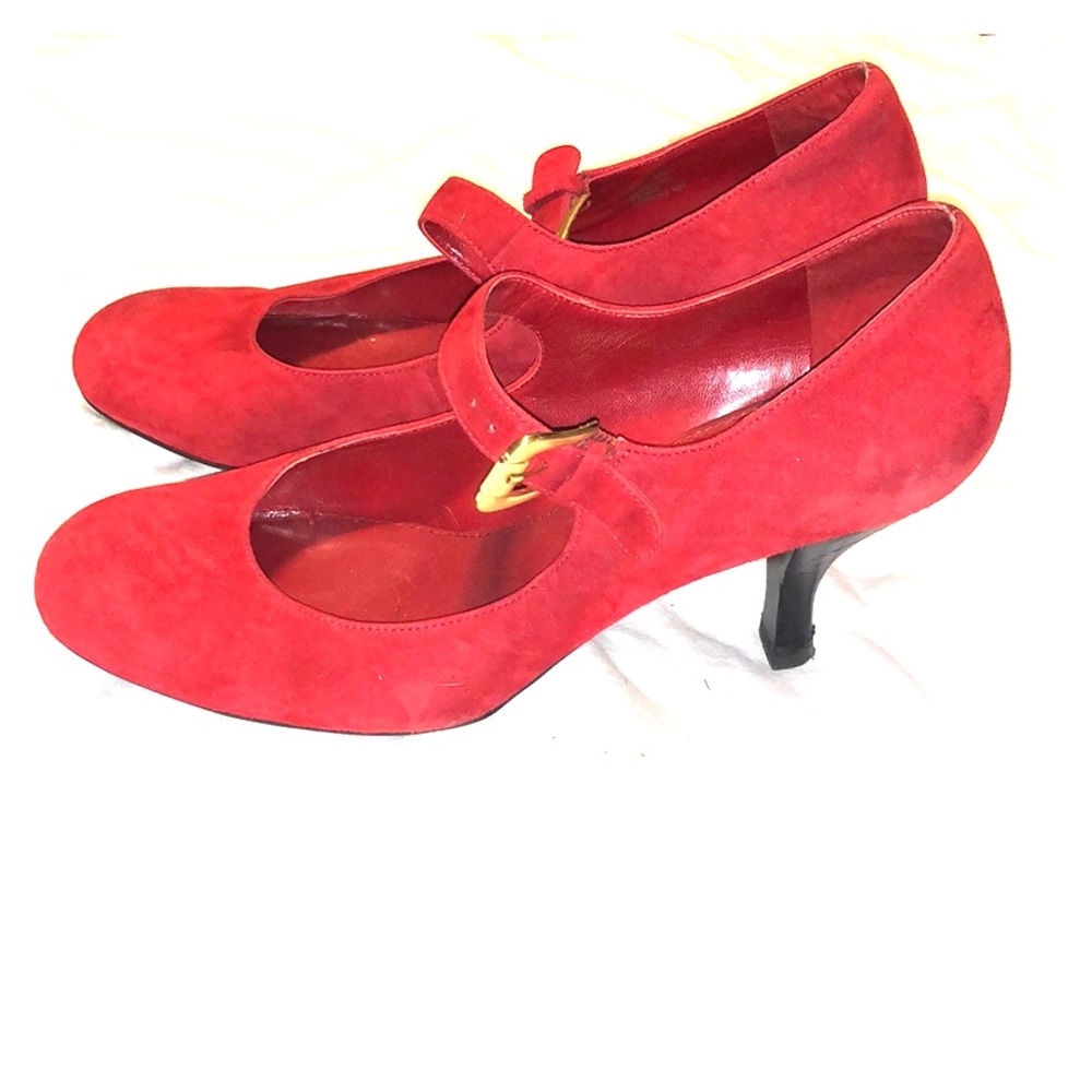 Red Mary Jane heels